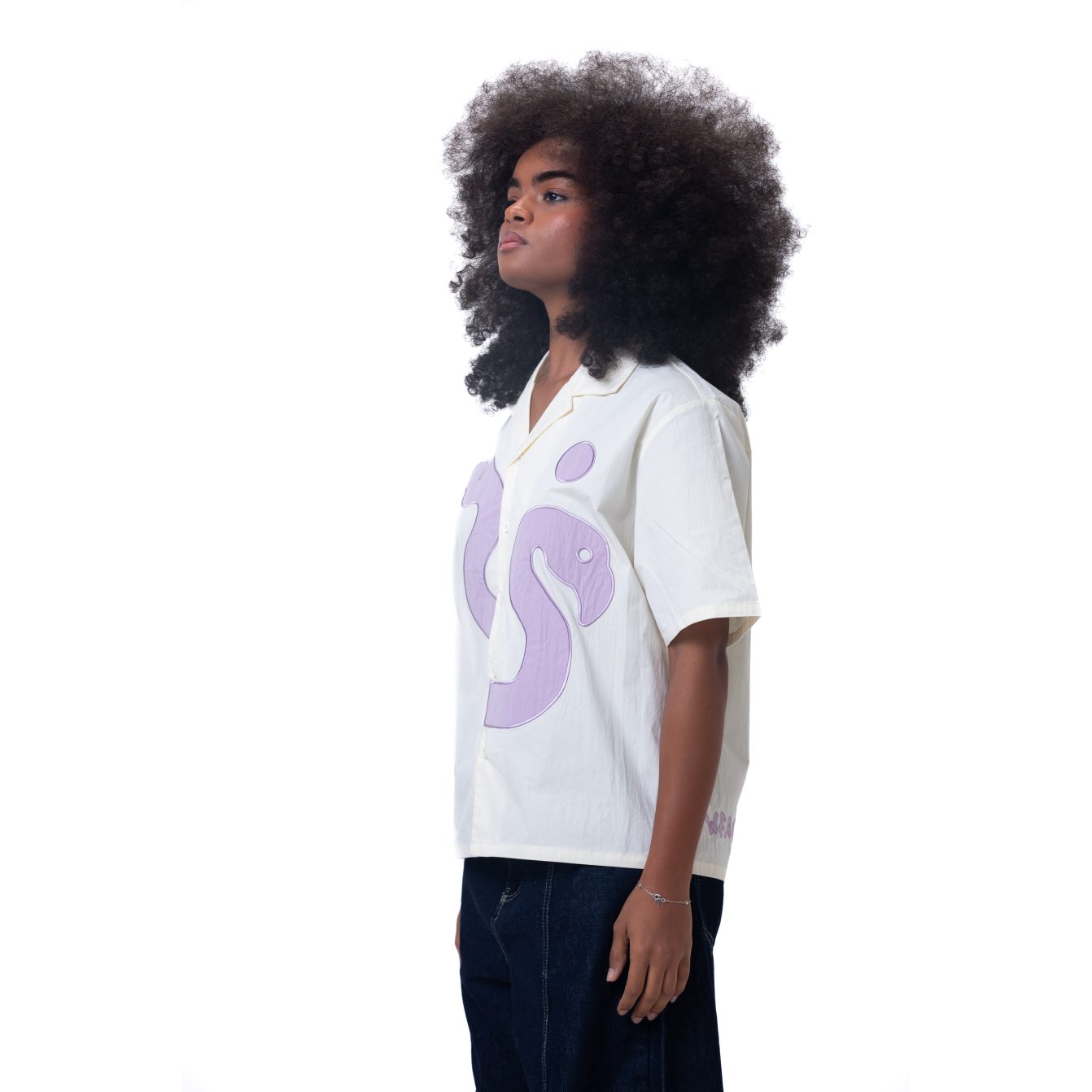 Unisex shirt-Light yellow-purple - Boxy