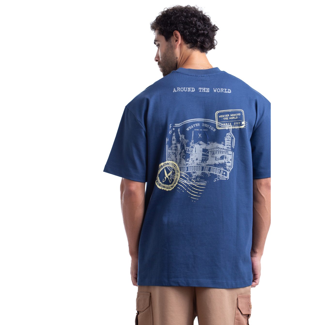8011 _ Stamps T-shirt Oversize - Navy Blue