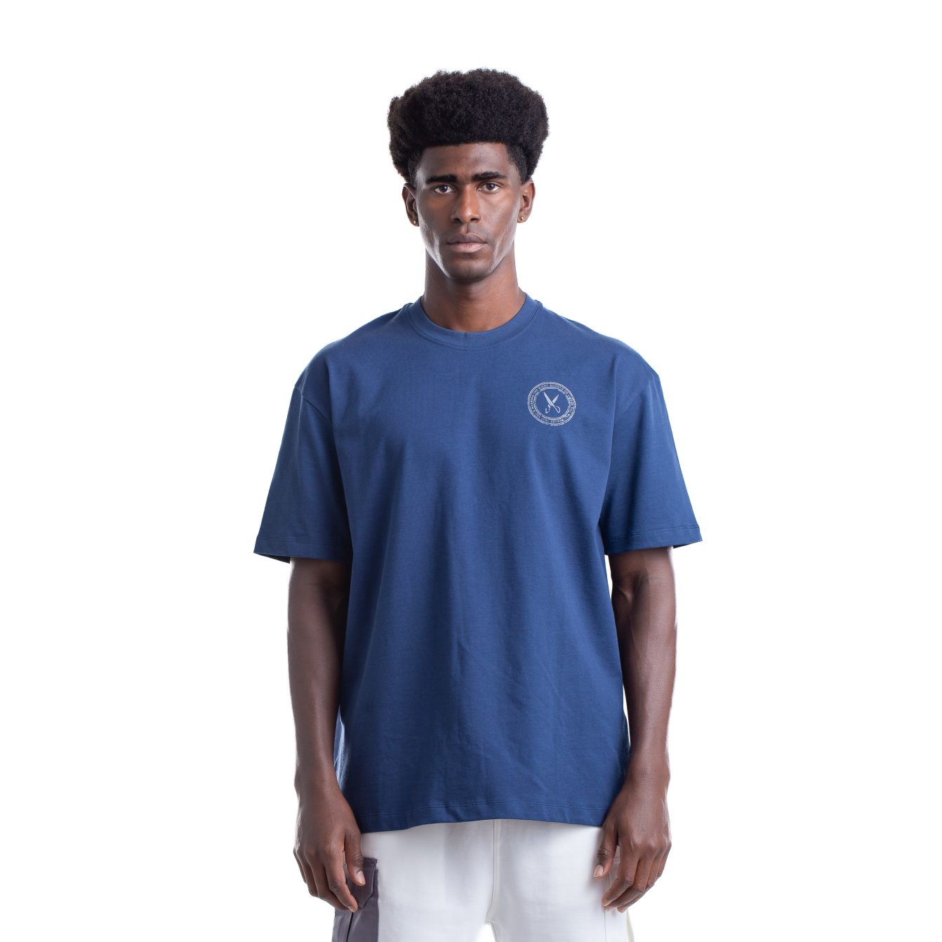 8013_ Stamps T-shirt Oversize - Blue