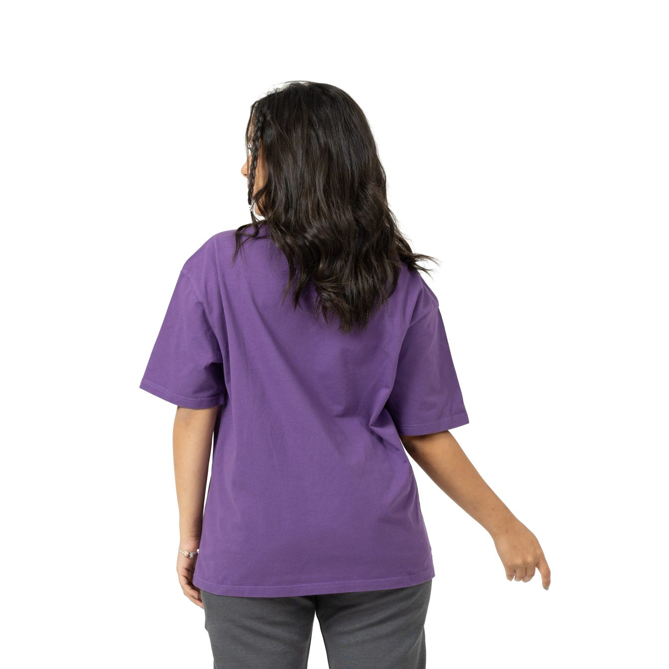 Plain Washed Oversize T-shirt - Purple