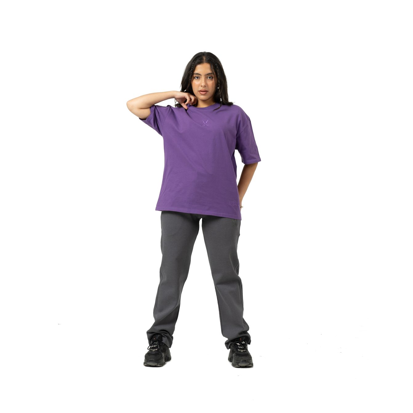 Plain Washed Oversize T-shirt - Purple