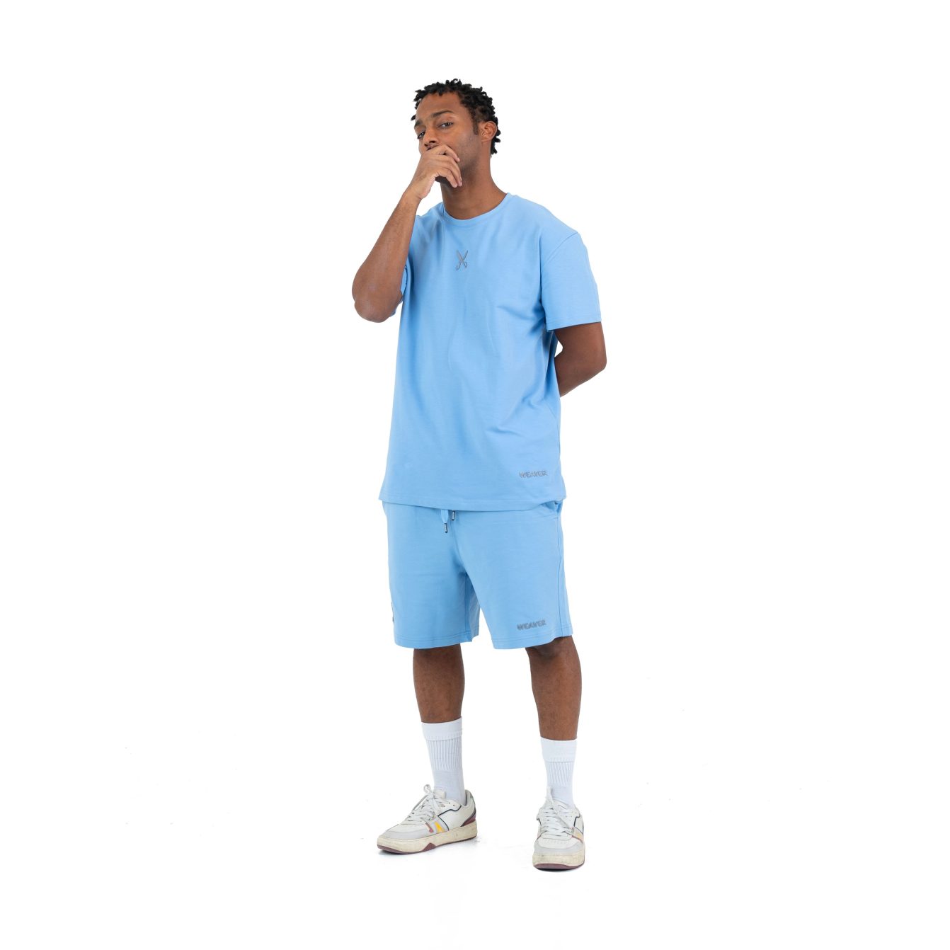Plain Short with zigzag logo -Baby Blue