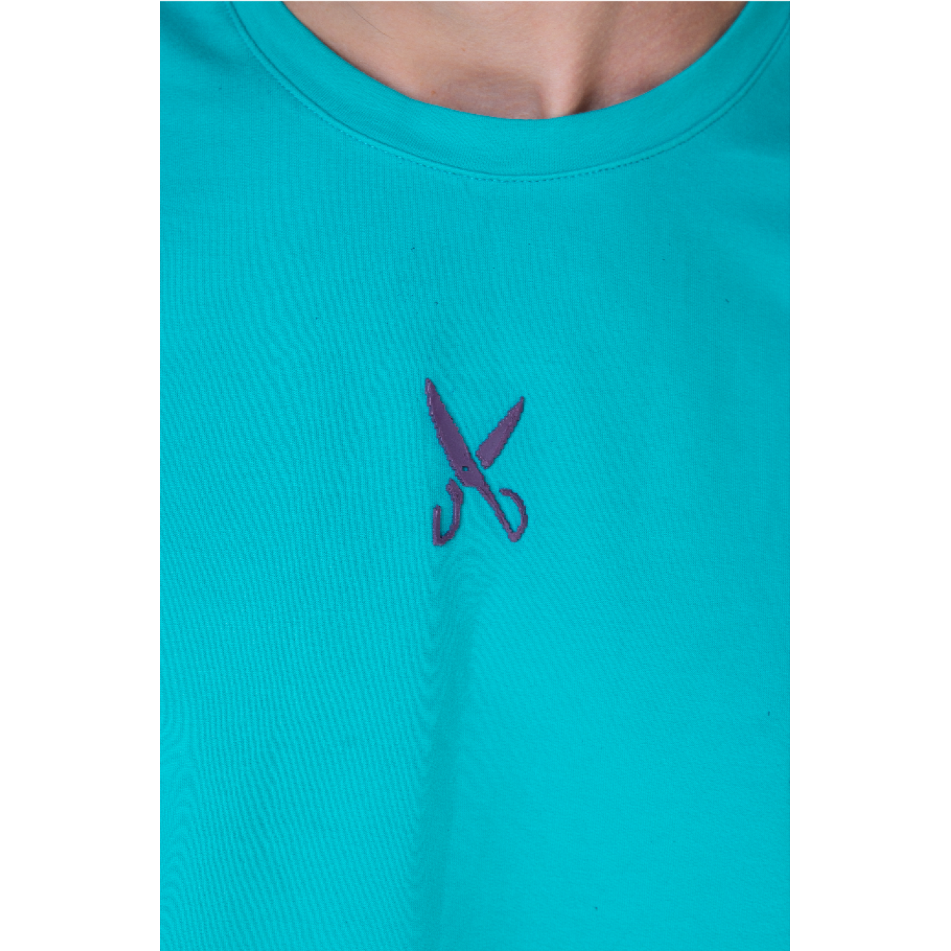 Plain T-shirt with zigzag logo - Turquoise