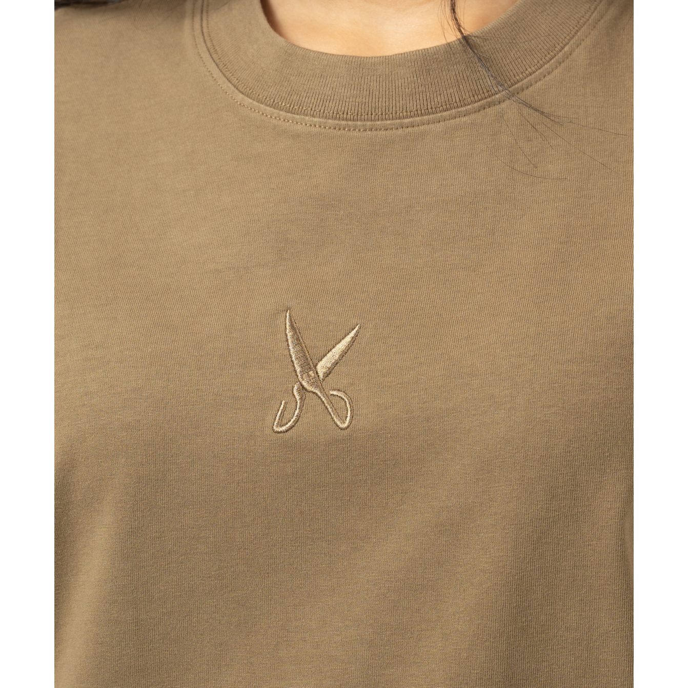 Plain Washed Oversize T-shirt - Light Brown
