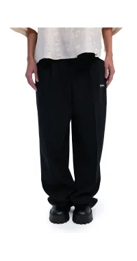 FREEMINDS - UNISEX BLACK LARGE-FIT TAILORED TROUSERS