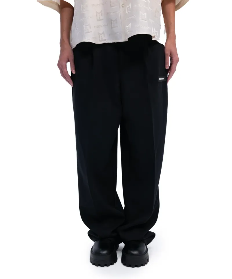 FREEMINDS - UNISEX BLACK LARGE-FIT TAILORED TROUSERS