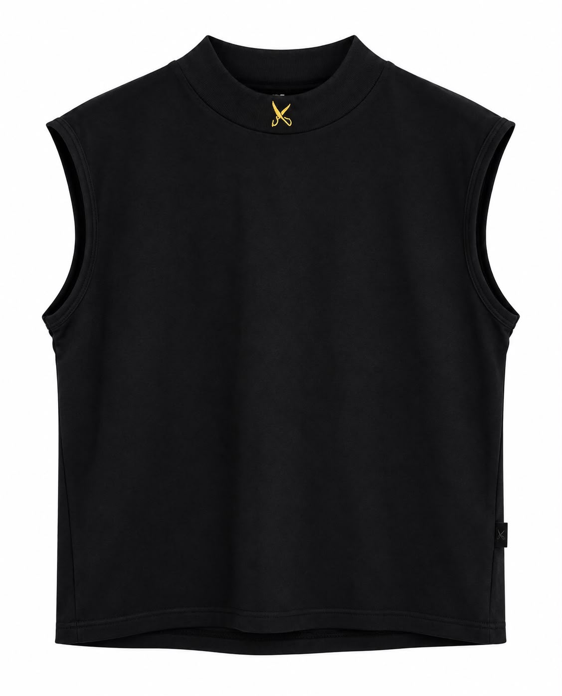 Plain Short Sleeve with Turtleneck - Black