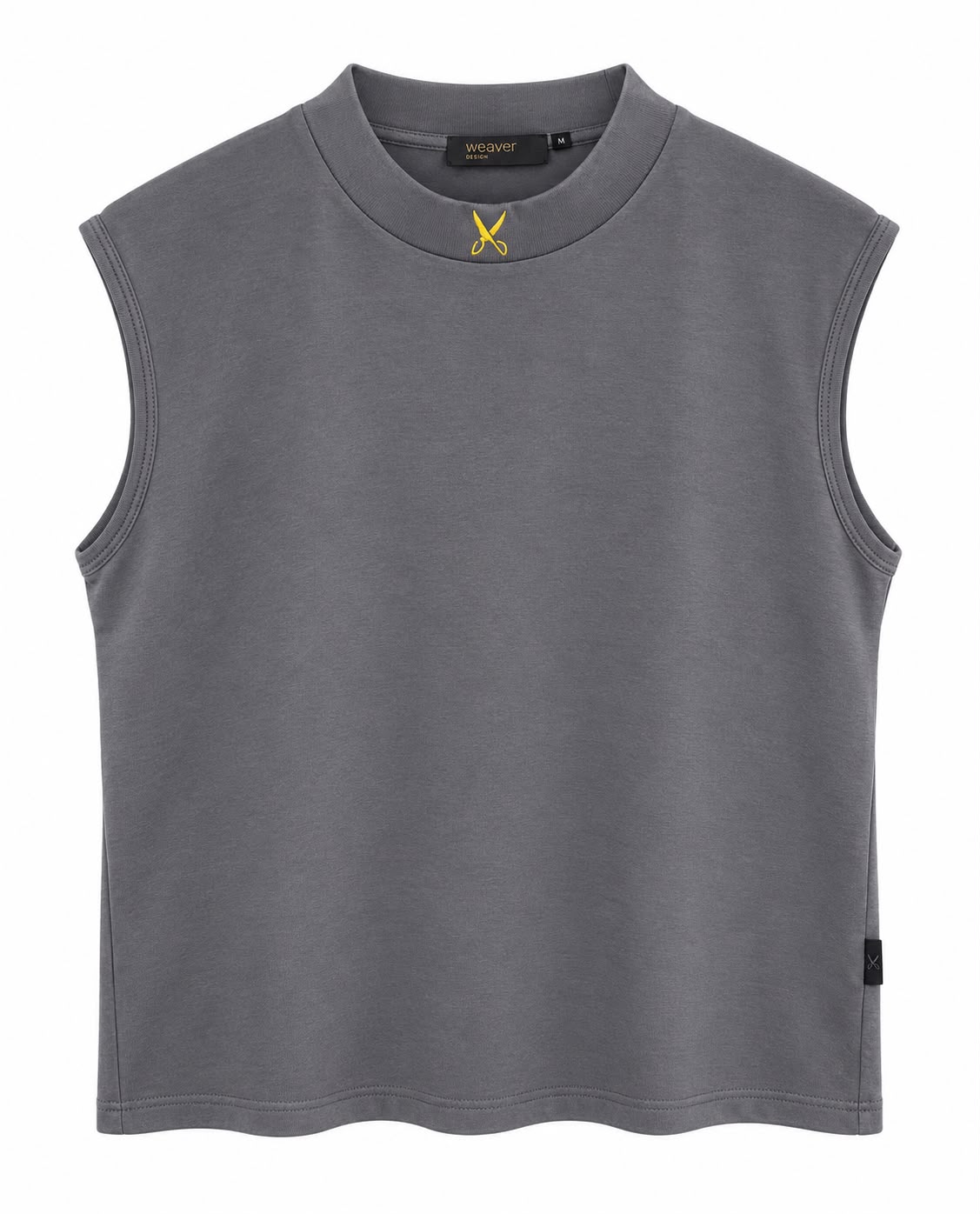 Plain Short Sleeve with Turtleneck - Grey