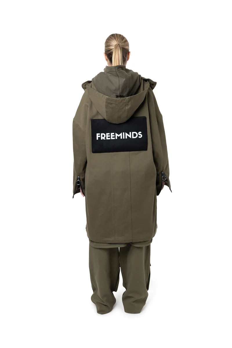 Freeminds - Distressed cotton green navy parka