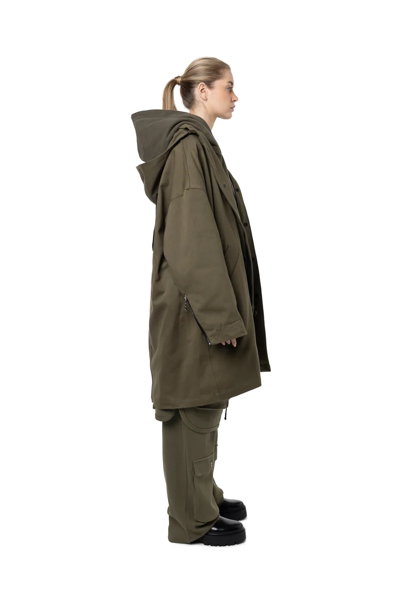 Freeminds - Distressed cotton green navy parka