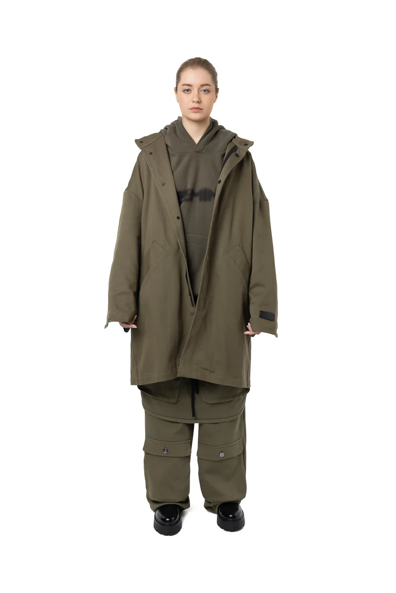Freeminds - Distressed cotton green navy parka