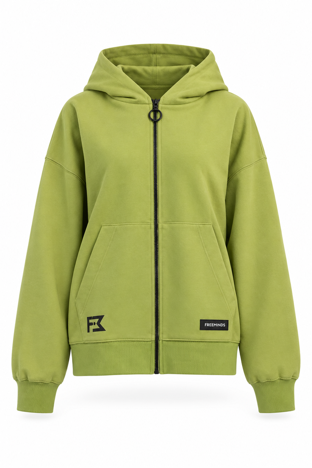 Freeminds - CYBER LIME FLEECE ZIP-UP HOODIE Freeminds - CYBER LIME FLEECE ZIP-UP HOODIE