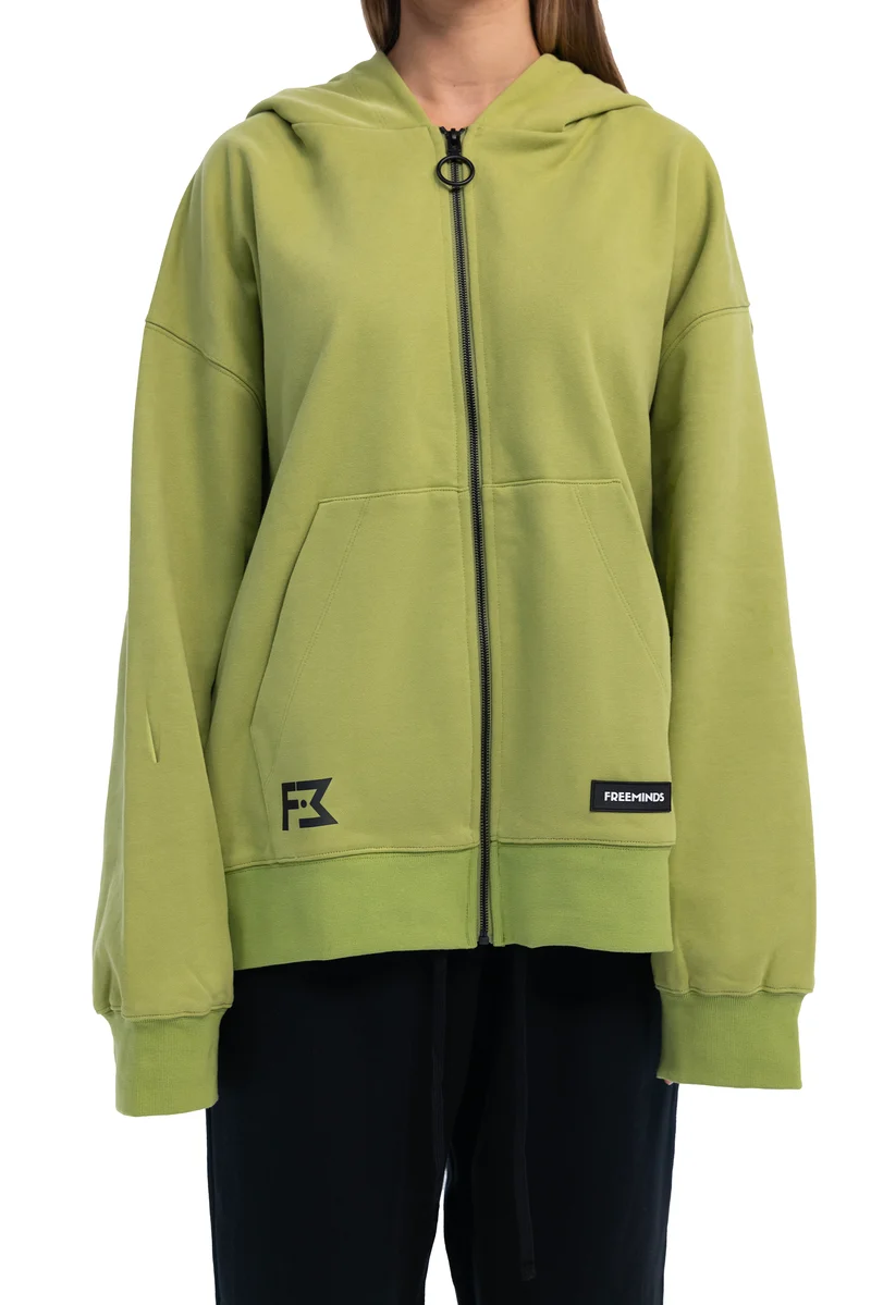 Freeminds - CYBER LIME FLEECE ZIP-UP HOODIE Freeminds - CYBER LIME FLEECE ZIP-UP HOODIE