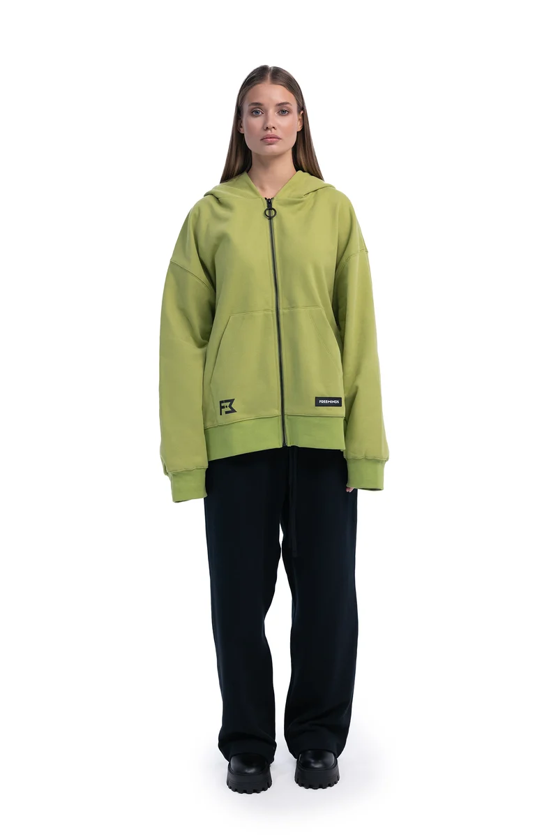 Freeminds - CYBER LIME FLEECE ZIP-UP HOODIE Freeminds - CYBER LIME FLEECE ZIP-UP HOODIE