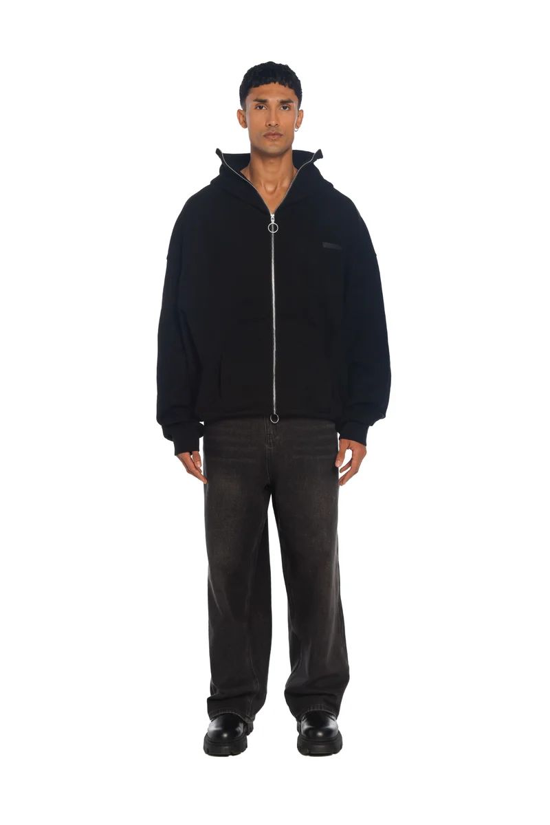 Freeminds Zip Up Washed Black Sweatshirt Freeminds Zip Up Washed Black Sweatshirt
