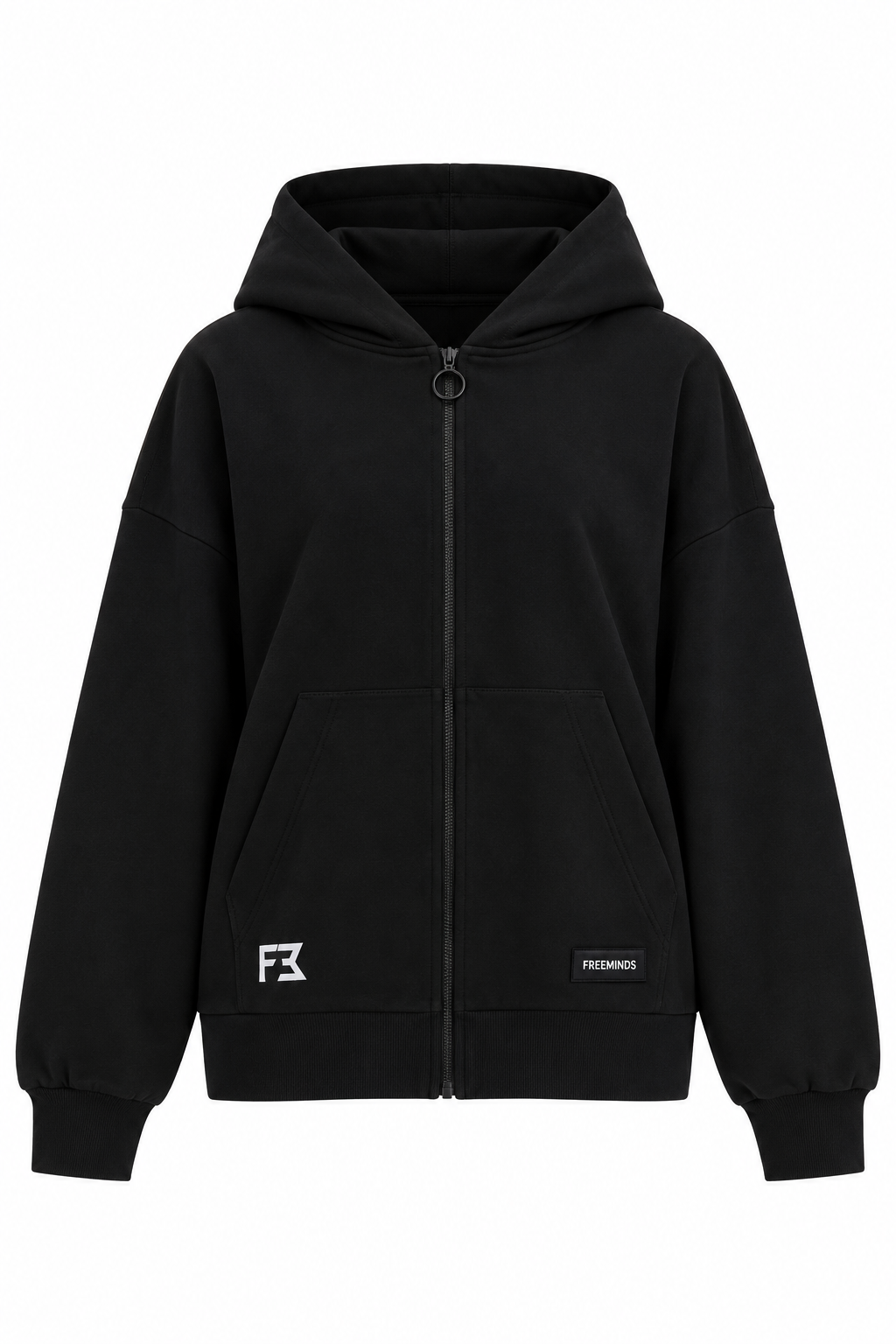 Freeminds - BLACK FLEECE ZIP-UP HOODIE