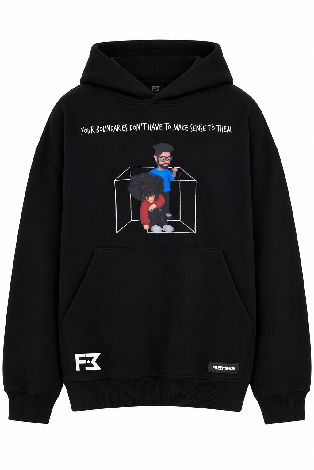 Freeminds - BLACK BOUNDARIES OVERSIZED HOODIE