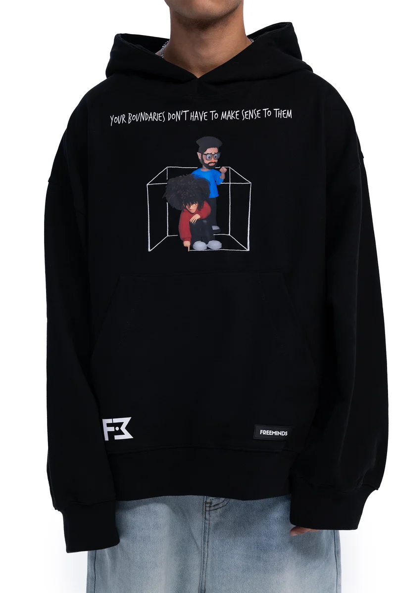 Freeminds - BLACK BOUNDARIES OVERSIZED HOODIE