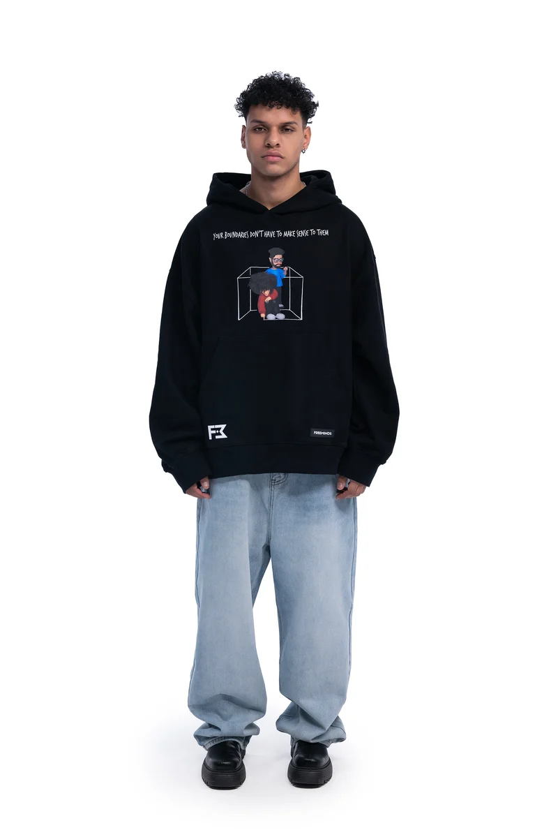 Freeminds - BLACK BOUNDARIES OVERSIZED HOODIE