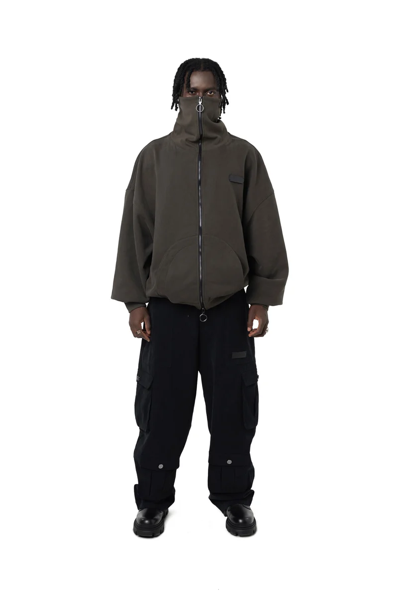 FREEMINDS - FREEMINDS FLEECE GREEN NAVY ZIP-UP SWEATSHIRT FREEMINDS - FREEMINDS FLEECE GREEN NAVY ZIP-UP SWEATSHIRT