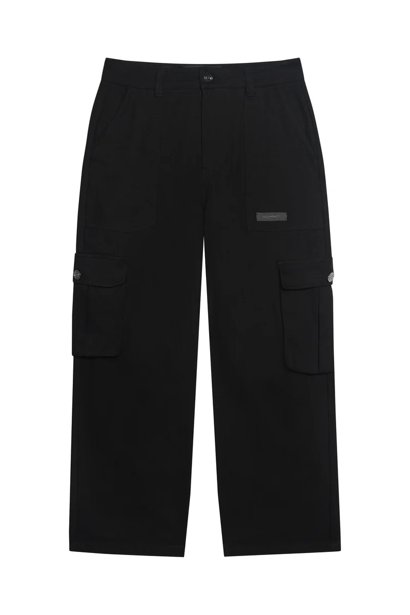 FREEMINDS - WASHED BLACK CARGO PANTS