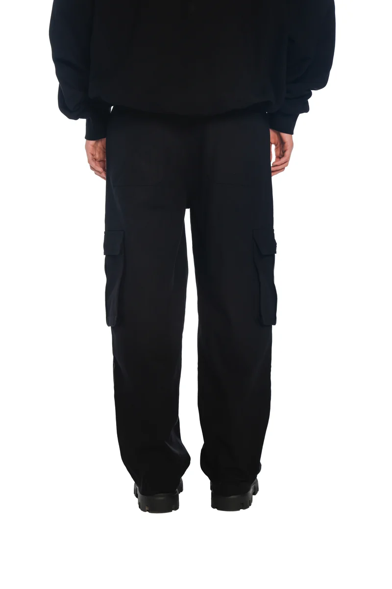 FREEMINDS - WASHED BLACK CARGO PANTS