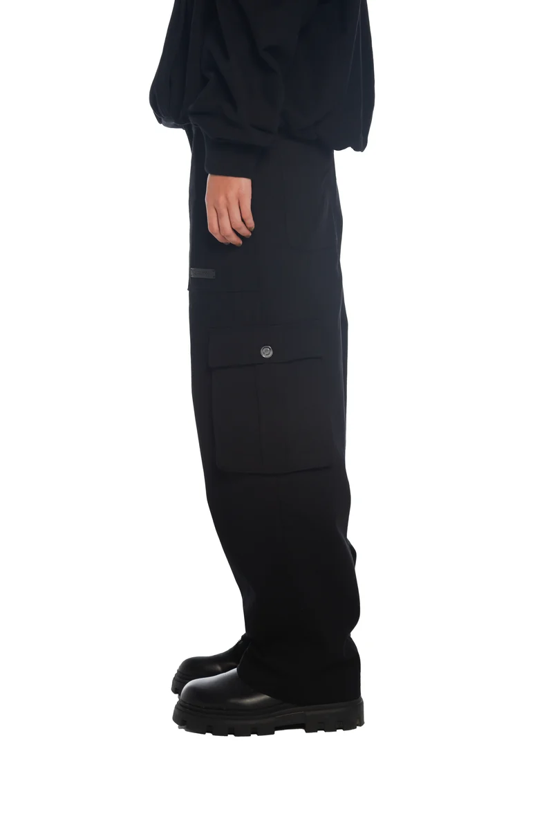 FREEMINDS - WASHED BLACK CARGO PANTS