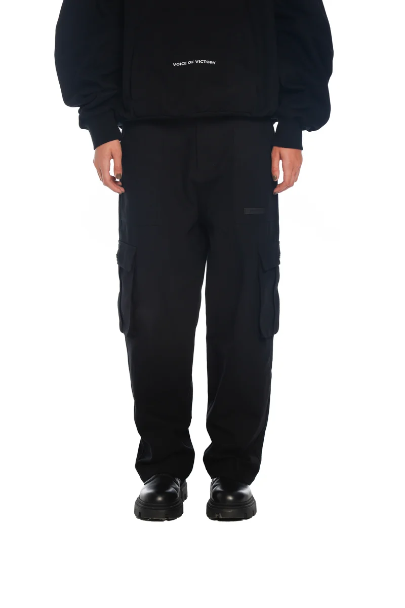 FREEMINDS - WASHED BLACK CARGO PANTS