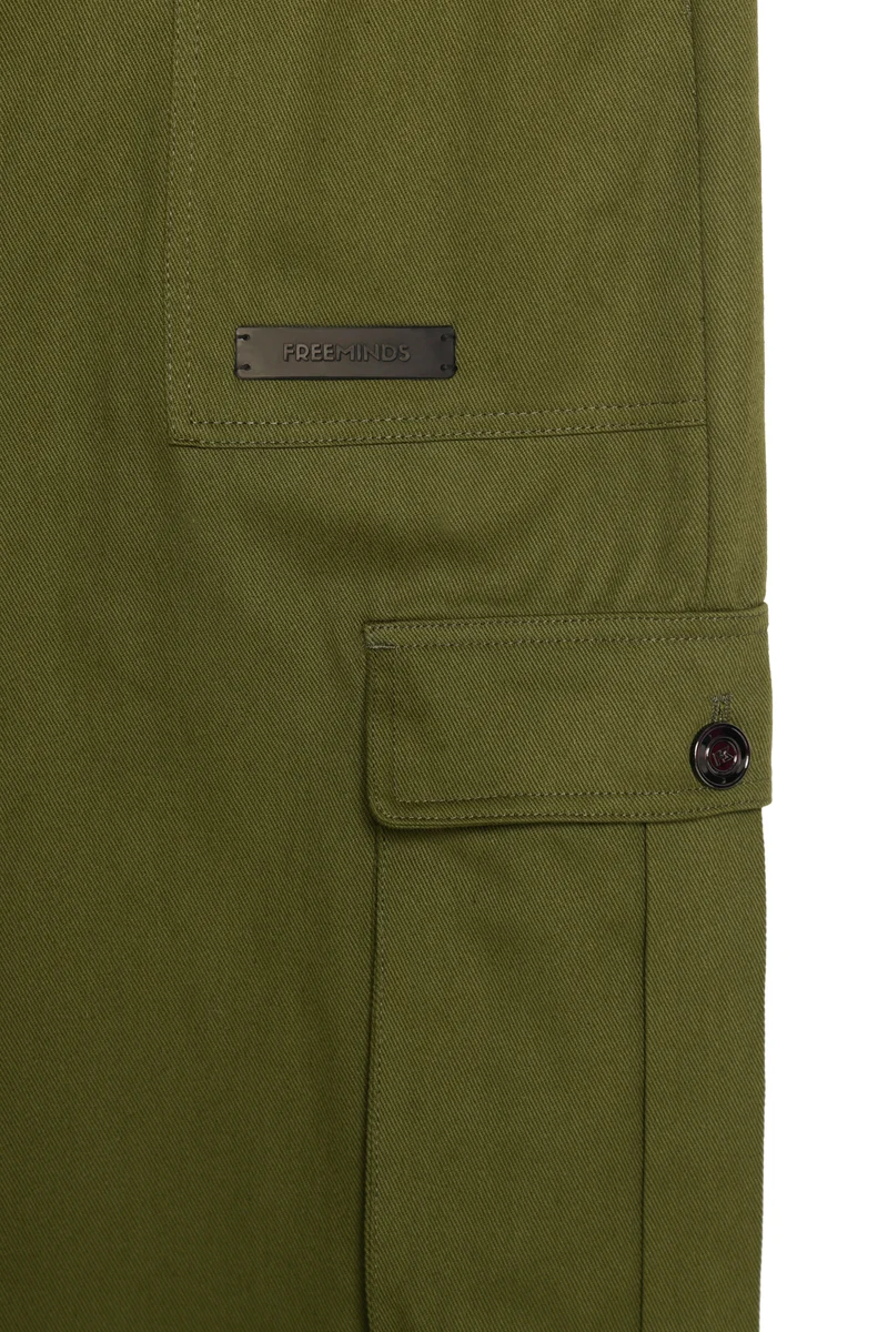 FREEMINDS - WASHED GREEN NAVY CARGO PANTS FREEMINDS - WASHED GREEN NAVY CARGO PANTS