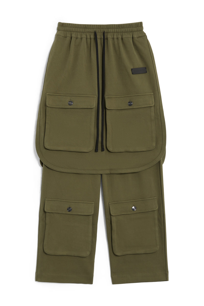 Freeminds  - green navy Layered cargo sweatpant