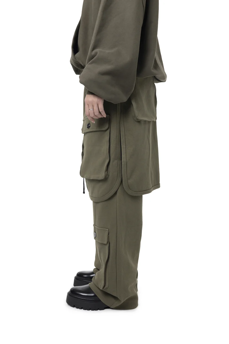 Freeminds  - green navy Layered cargo sweatpant