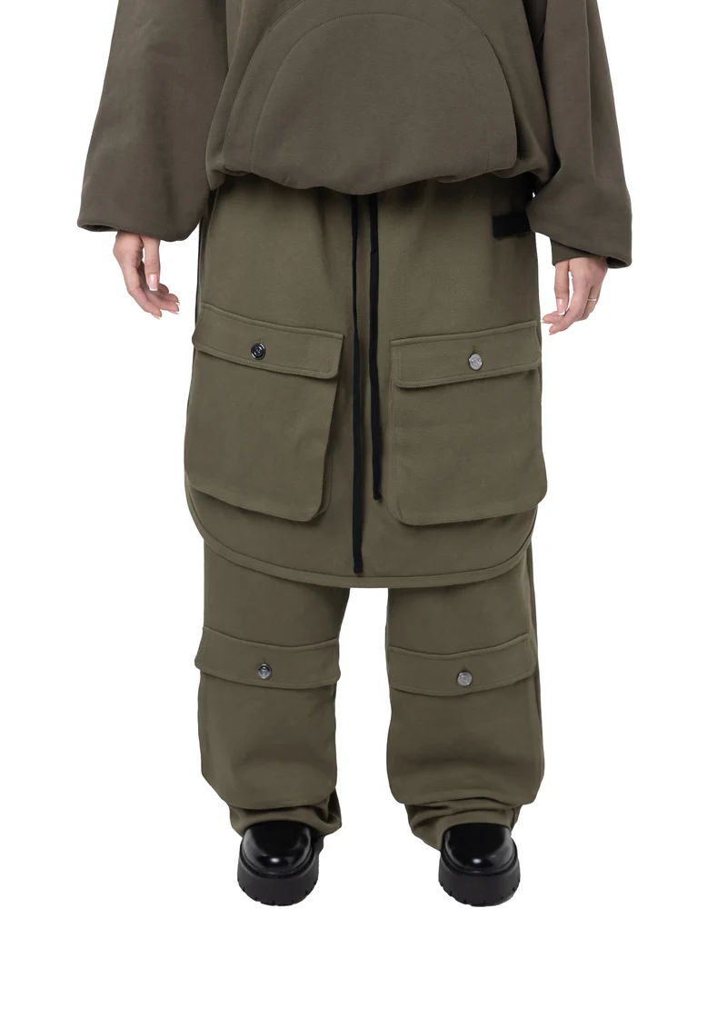 Freeminds  - green navy Layered cargo sweatpant