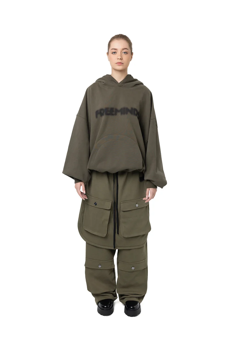Freeminds  - green navy Layered cargo sweatpant