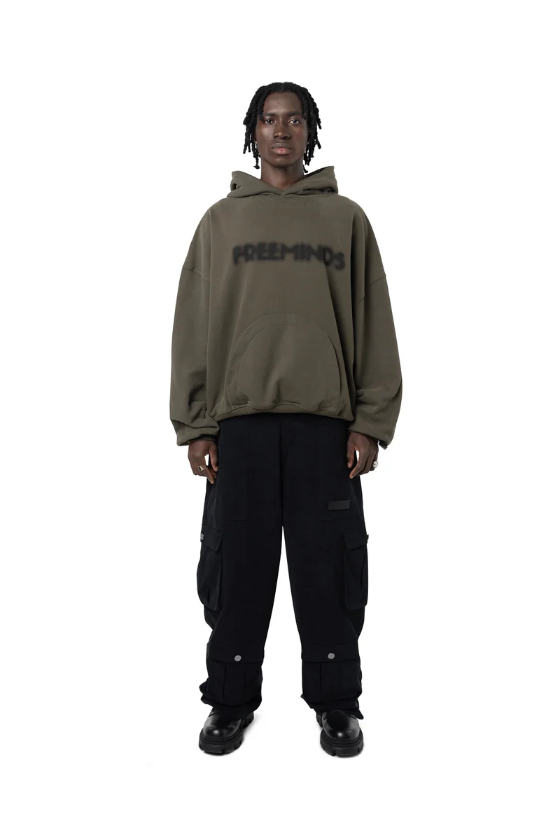 Freeminds - Fleece green navy hoodie