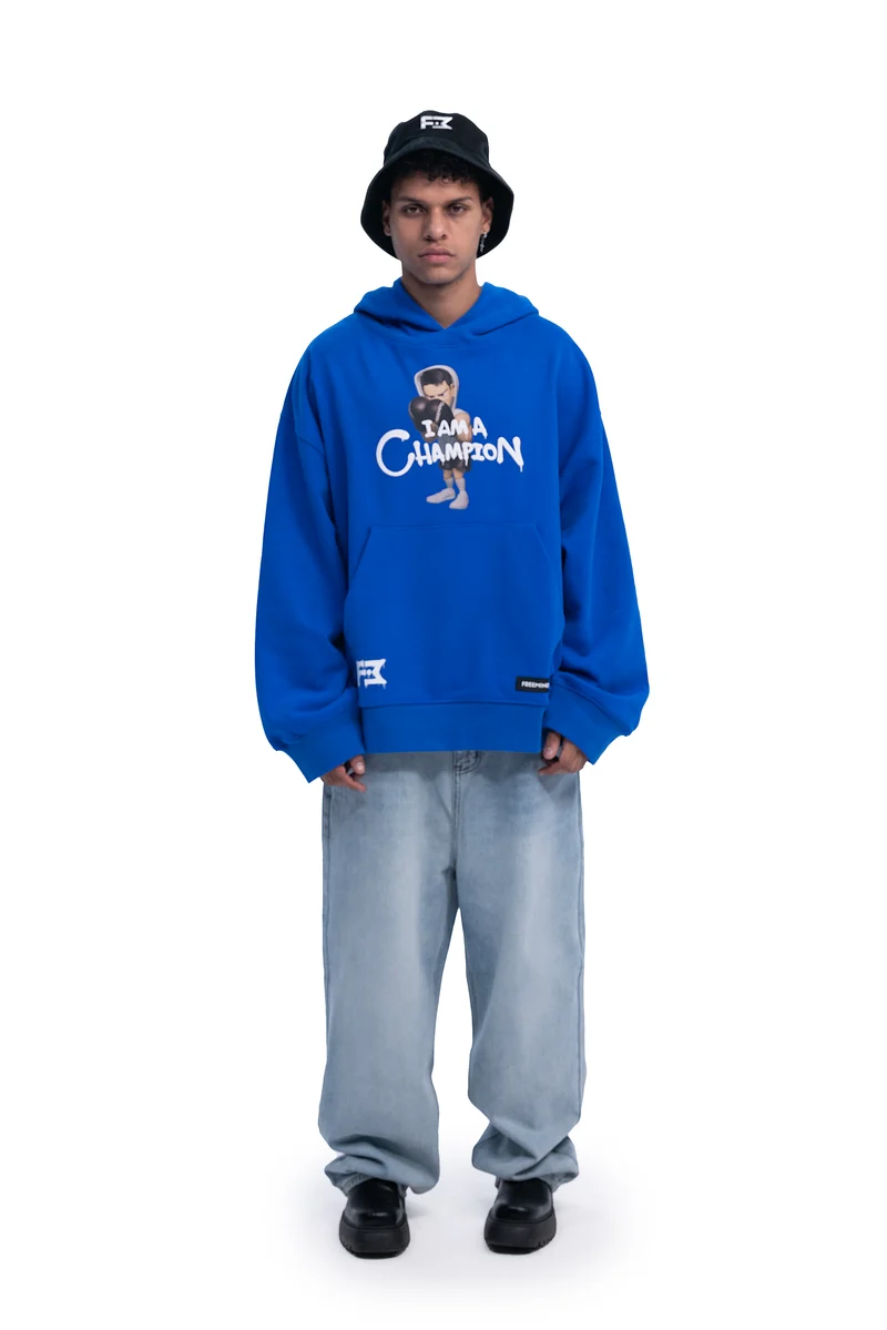 Freeminds - BLUE I AM A CHAMPION OVERSIZED HOODIE Freeminds - BLUE I AM A CHAMPION OVERSIZED HOODIE