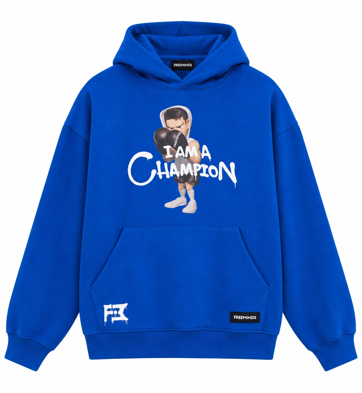 Freeminds - BLUE I AM A CHAMPION OVERSIZED HOODIE Freeminds - BLUE I AM A CHAMPION OVERSIZED HOODIE