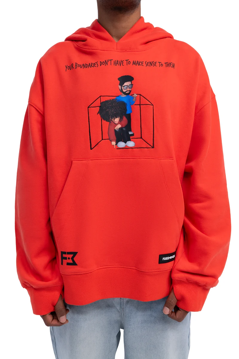 Freeminds - RADIANT RED BOUNDARIES OVERSIZED HOODIE Freeminds - RADIANT RED BOUNDARIES OVERSIZED HOODIE