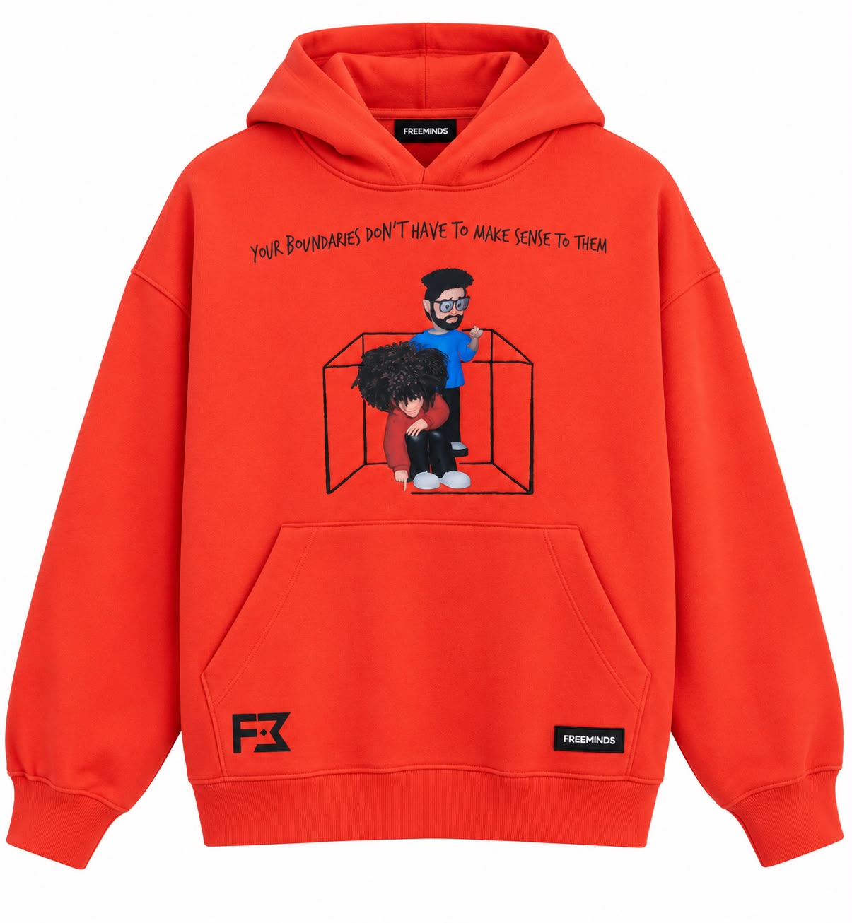 Freeminds - RADIANT RED BOUNDARIES OVERSIZED HOODIE Freeminds - RADIANT RED BOUNDARIES OVERSIZED HOODIE