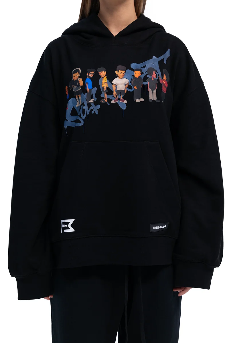 Freeminds - BLACK SELF-RESPECT CLUB OVERSIZED HOODIE Freeminds - BLACK SELF-RESPECT CLUB OVERSIZED HOODIE