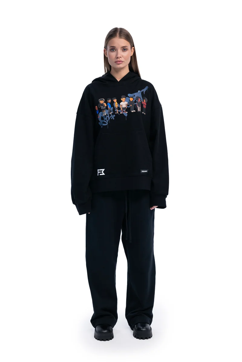 Freeminds - BLACK SELF-RESPECT CLUB OVERSIZED HOODIE Freeminds - BLACK SELF-RESPECT CLUB OVERSIZED HOODIE