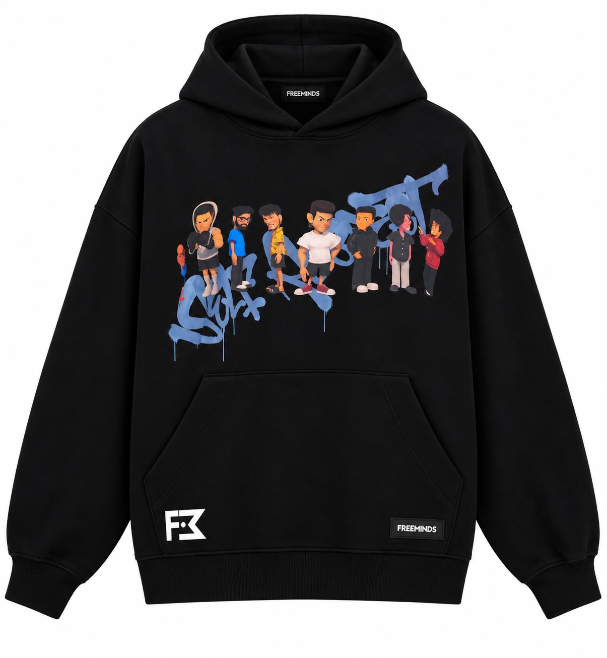 Freeminds - BLACK SELF-RESPECT CLUB OVERSIZED HOODIE Freeminds - BLACK SELF-RESPECT CLUB OVERSIZED HOODIE