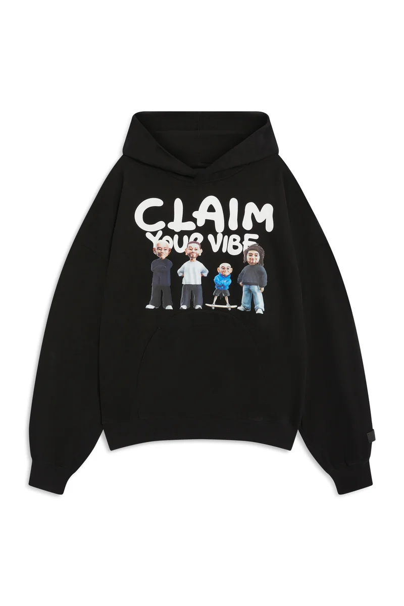 Freeminds - Claim your vibe fleece black hoodie Freeminds - Claim your vibe fleece black hoodie