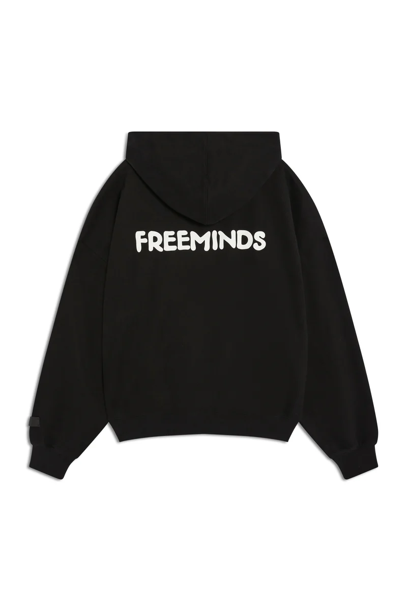 Freeminds - Claim your vibe fleece black hoodie Freeminds - Claim your vibe fleece black hoodie