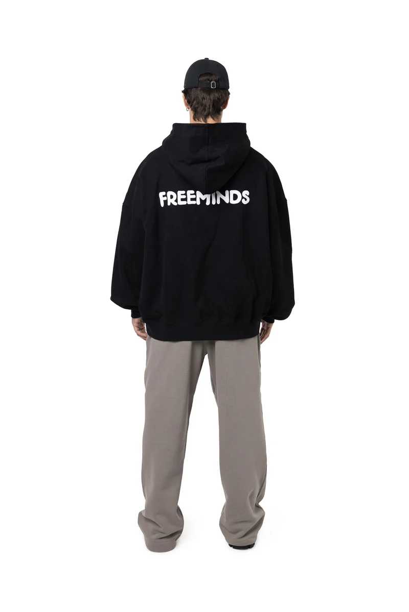 Freeminds - Claim your vibe fleece black hoodie Freeminds - Claim your vibe fleece black hoodie