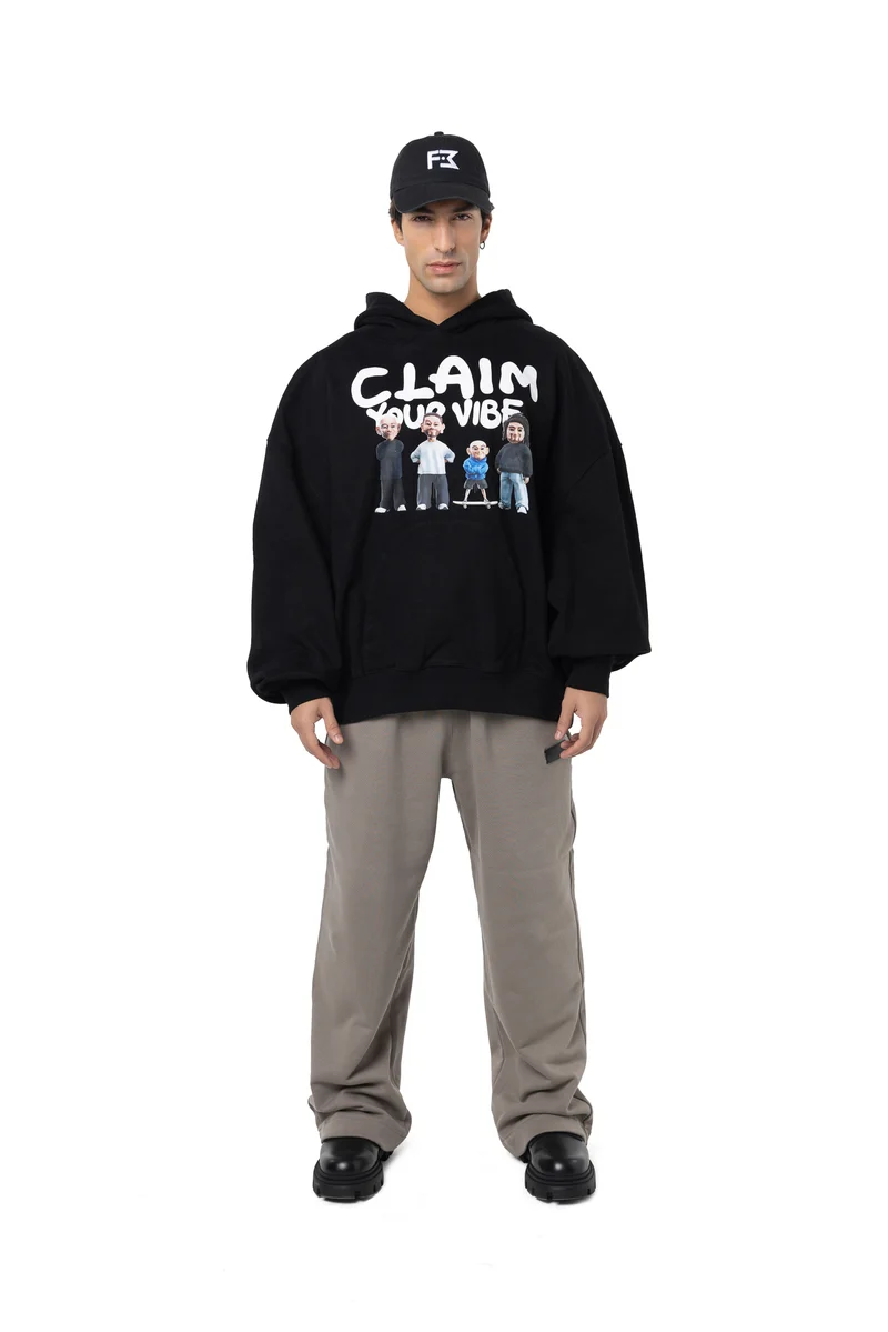 Freeminds - Claim your vibe fleece black hoodie Freeminds - Claim your vibe fleece black hoodie
