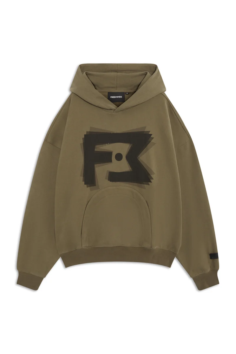 Freeminds - Fleece brown logo hoodie