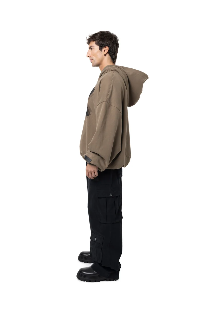 Freeminds - Fleece brown logo hoodie